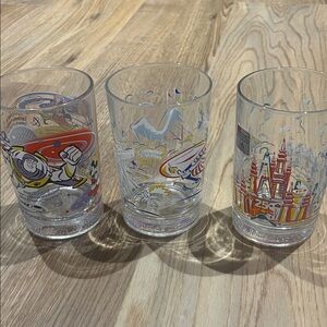 Disney Colorful Character & Park Collectible Glasses Set - Red, Yellow, Blue
